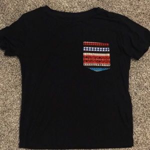 Black tshirt with floral pocket